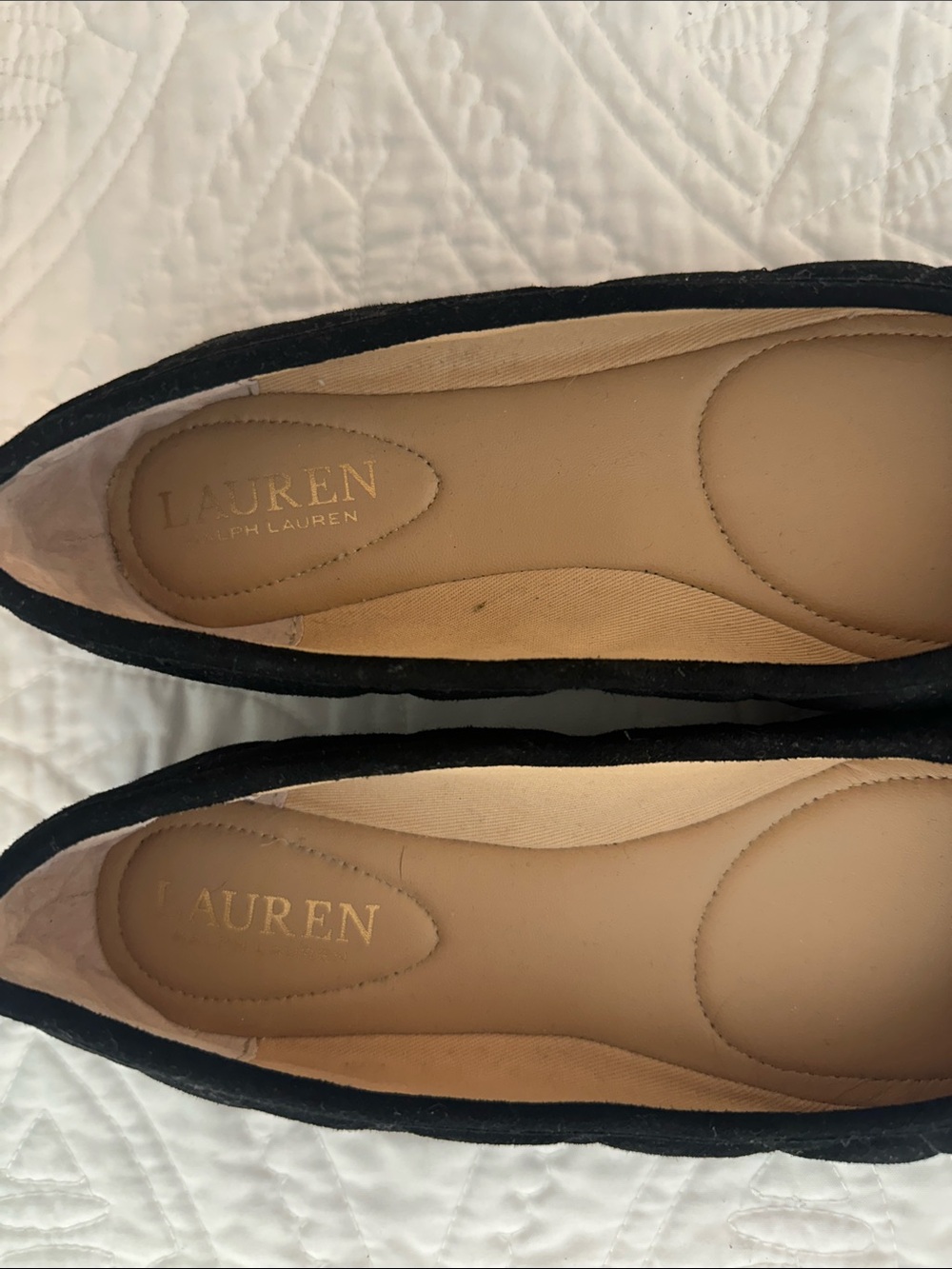 Lauren Ralph Lauren Black Quilted Ballet Flats with Gold Aglets - Picture 4 of 4